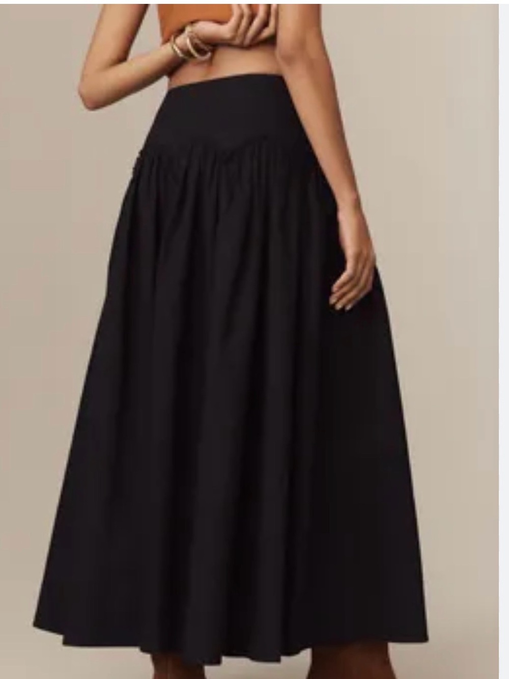Mare Mare  Black Maxi Skirt with Gathered Waist - Picture 2 of 11